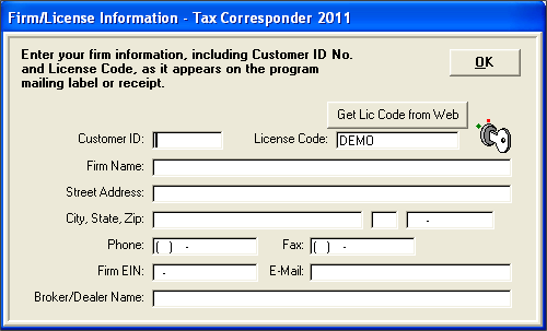 Firm and License Information Input