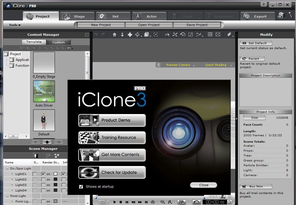 iClone 3 Pro interface