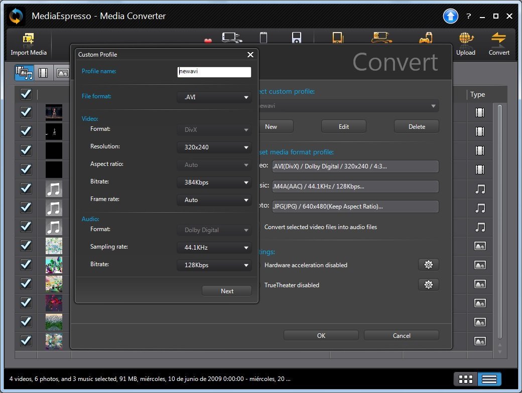 Custom Profile Settings