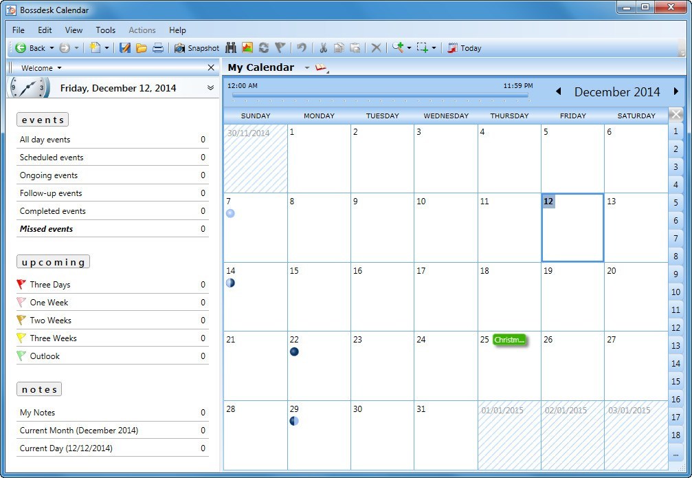 Events Calendar Window