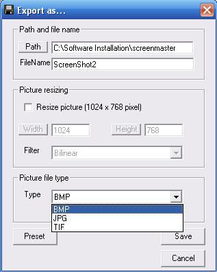 Screen resizing and format options.