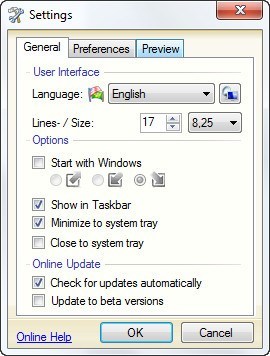 Settings Window