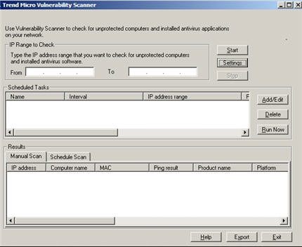 Scanning Settings Window