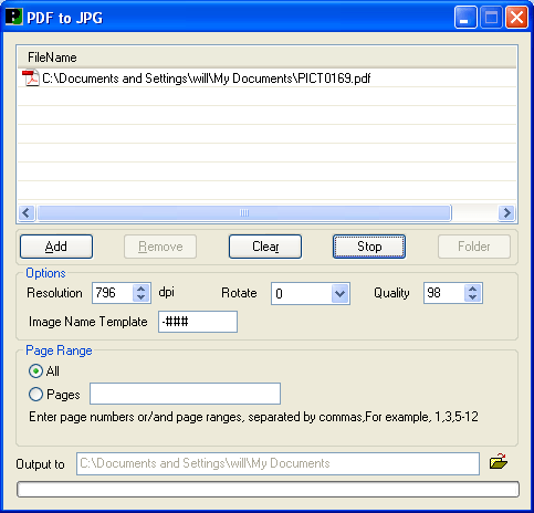 Conversion Process Screen