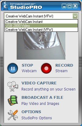 Select your webcam or video device