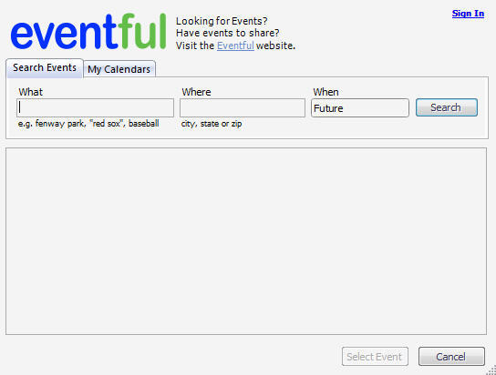 Windows Live Writer Event Plugin eventful.com integration