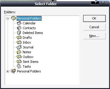 Selecting contact folder