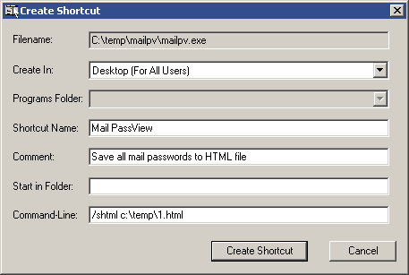 Create shortcut