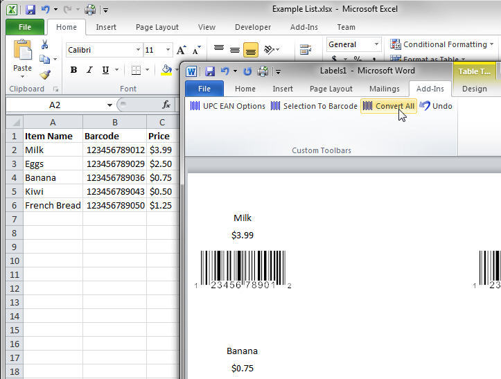 Excel example