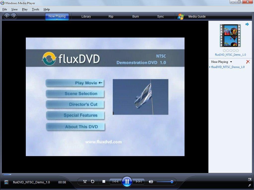 Playing a fluxDVD file