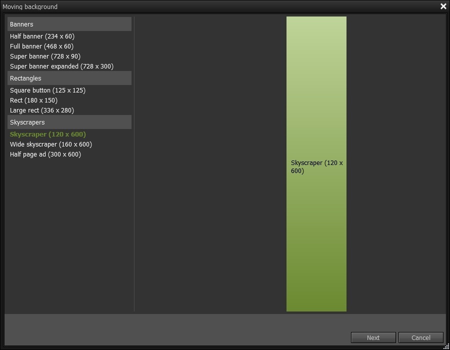 Moving Background Settings