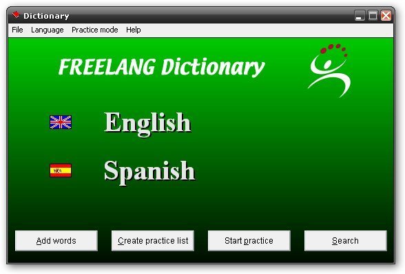 FreeLang Dictionary-Startup screen