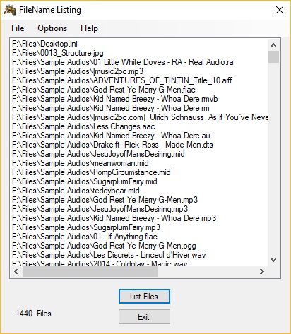 List of Files
