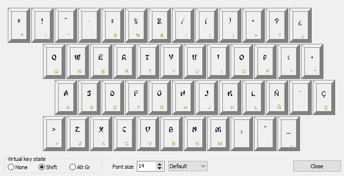 Font keyboard layout