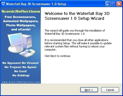 Waterfall Bay 3D Screensaver setup