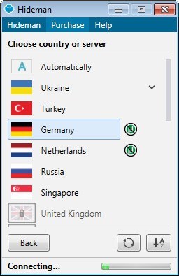 Choosing Country / Server