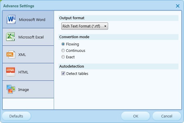 Output Settings