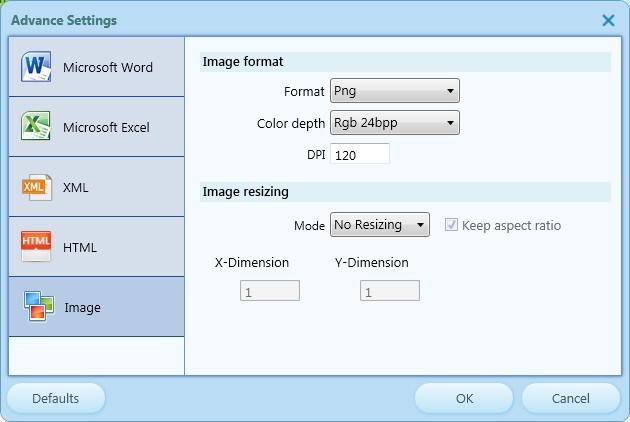 Image Output Settings