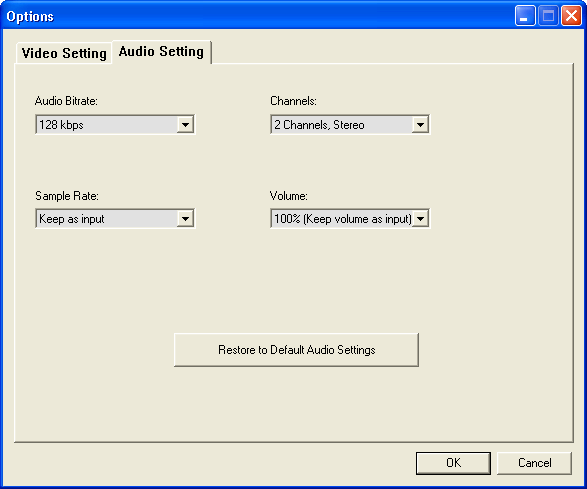 Audio Settings Options