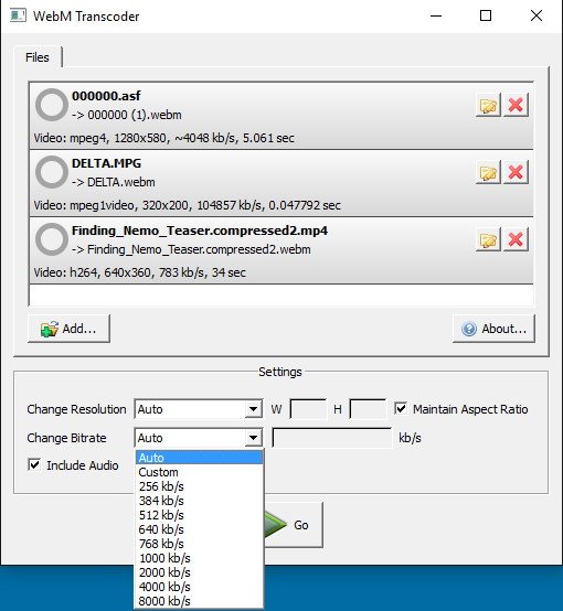 Changing Bitrate