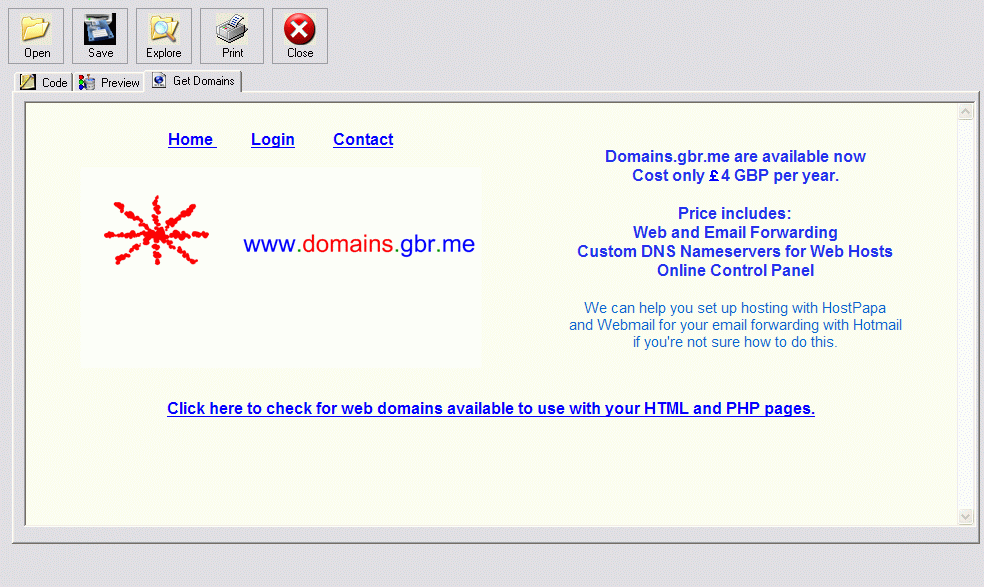 Get domains window