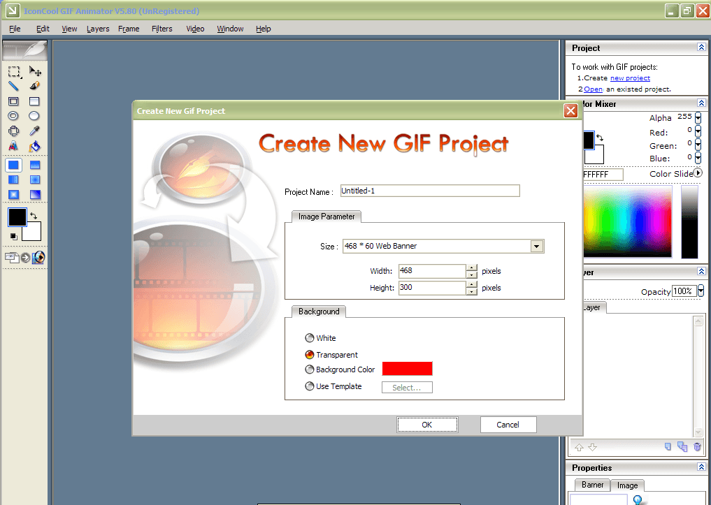Creating new GIF project.