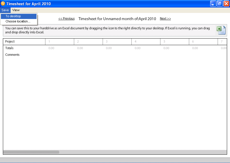 Saving timesheet