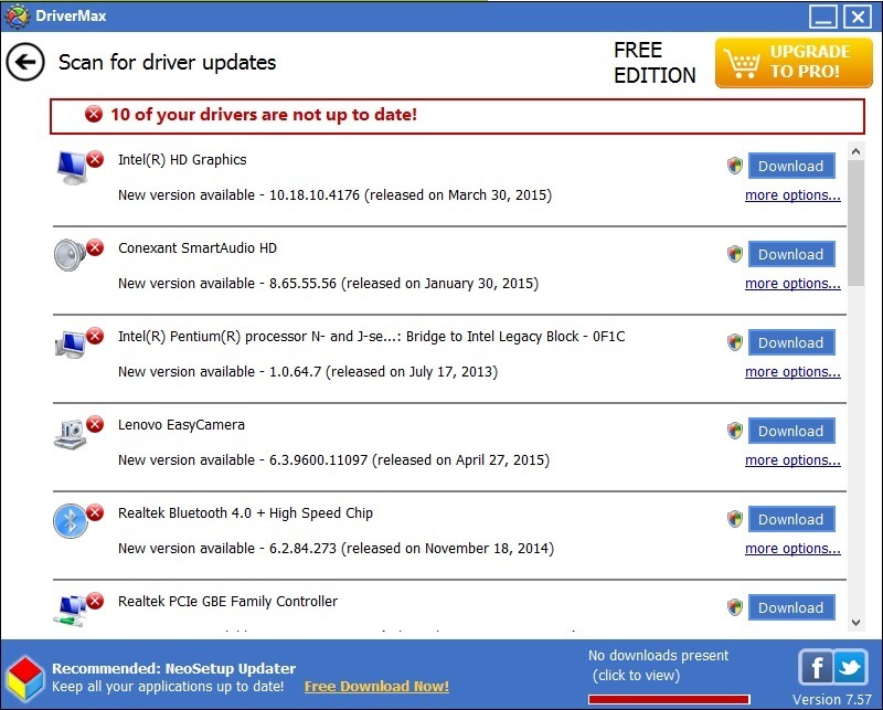 Scan for driver updates window