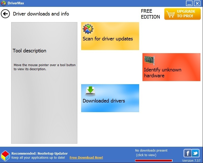 Driver downloads & info window
