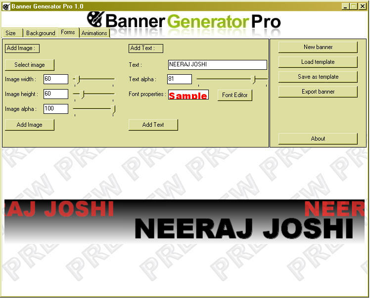 Form and Text options