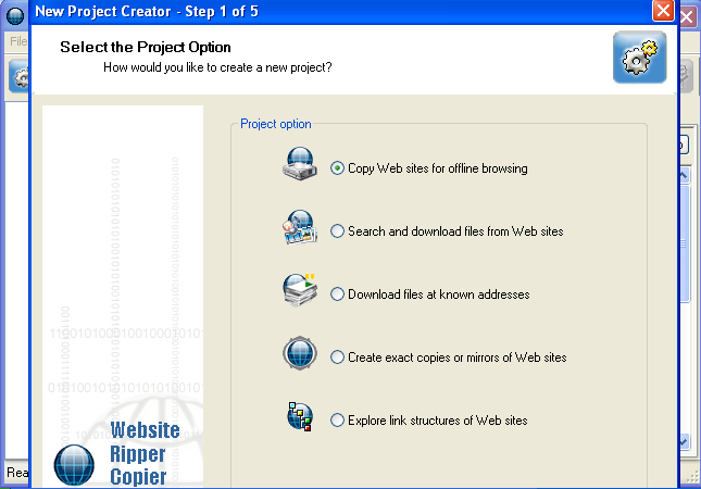 Select project options
