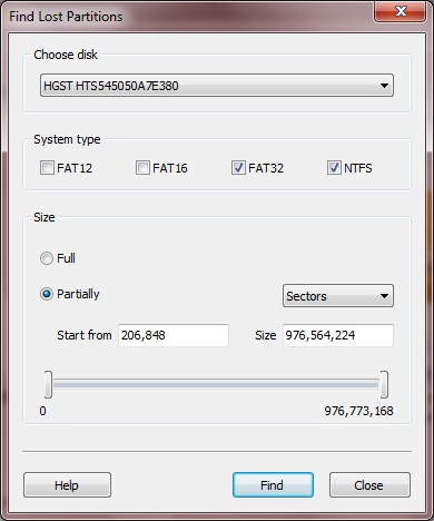 Find Lost Partitions