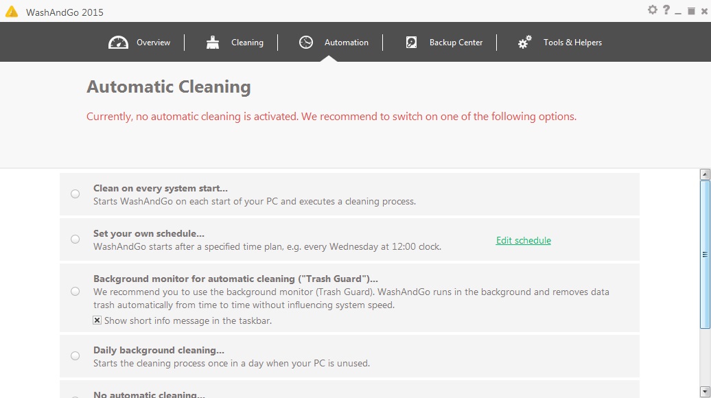Automatic Cleaning Setup