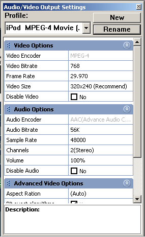 Cucosoft Ultimate Video Converter - Audio and Video Output Settings
