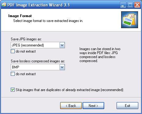 Settings and image format type