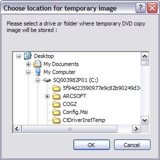 Select location for temporary image