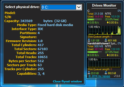 Extended information about a drive