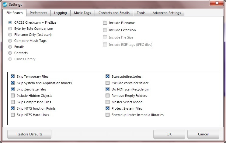 File Search Options