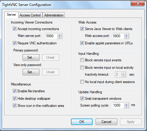 Main Server Configuration