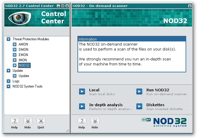 NOD32 Scanner, the virus removal tool