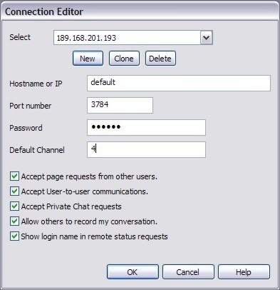 Server connection editor