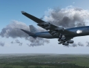 Airliner and clouds with silver linings in FlightGear 2018