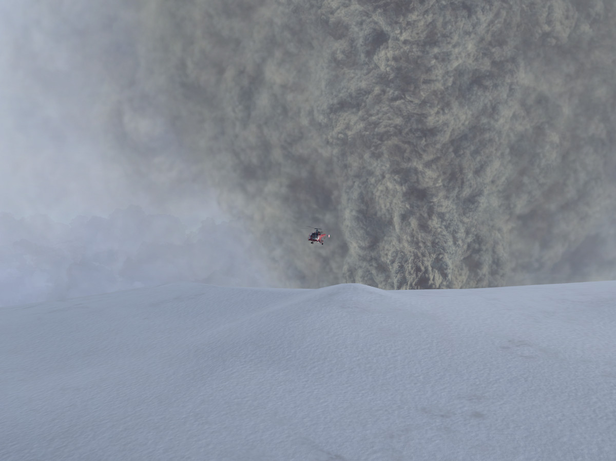 Volcanic Plume and Snow in Inceland in FlightGear 2020