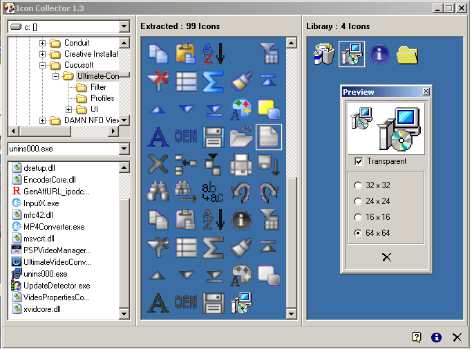 Icon Collector - Previewing Extracted Icon