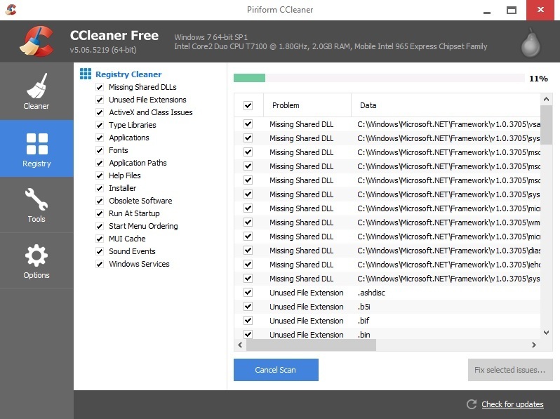 CCleaner Registry Tool