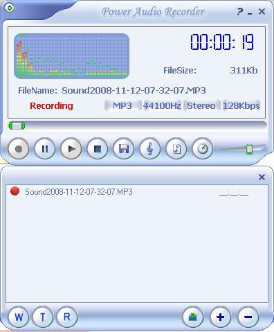 Main interface while recording