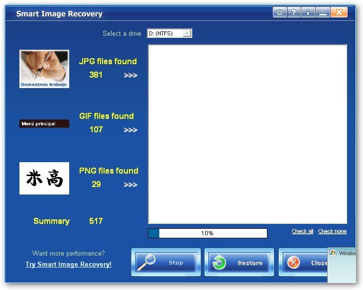 Smart Image Recovery-Searching for files