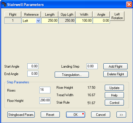 Stairwell parameter window