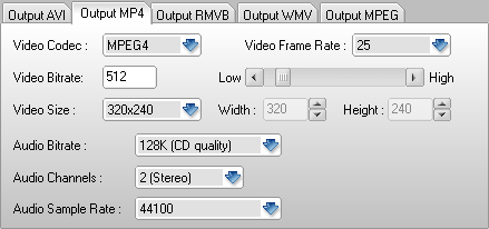 Output MP4 Tab