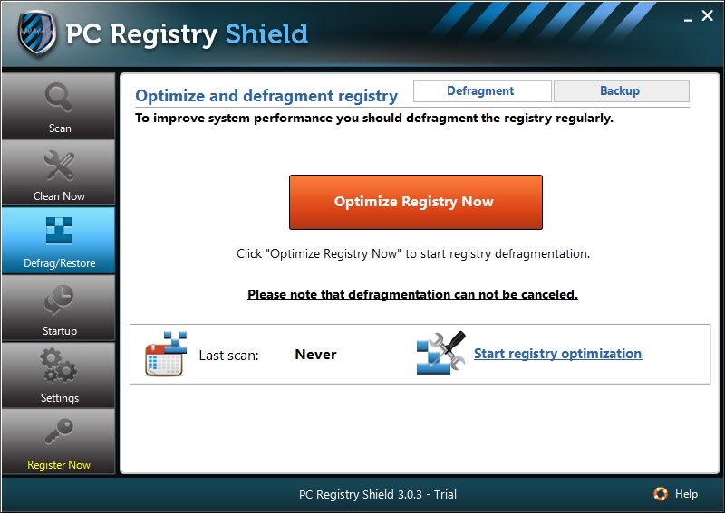 Optimize and defragment Registry